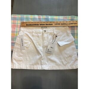 Princess Polly Zakai Cargo Denim Mini Skirt Women 6 White NEW Utility Streetwear